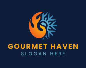 Thermal Flame Snowflake logo design