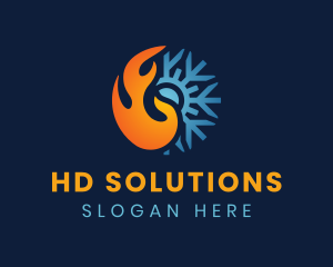 Thermal Flame Snowflake logo design