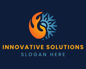 Thermal Flame Snowflake logo design