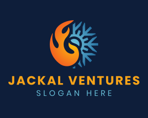 Thermal Flame Snowflake logo design