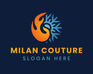 Thermal Flame Snowflake logo design