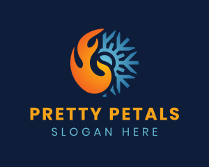 Thermal Flame Snowflake logo design