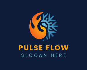 Thermal Flame Snowflake logo design