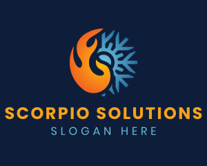 Thermal Flame Snowflake logo design