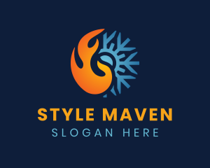 Thermal Flame Snowflake logo design