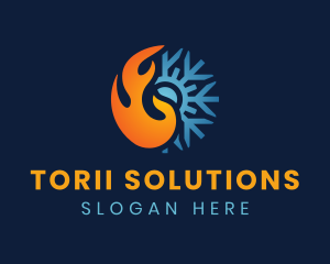 Thermal Flame Snowflake logo design