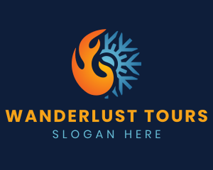 Thermal Flame Snowflake logo design