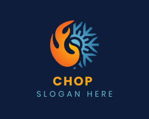 Heating - Thermal Flame Snowflake logo design
