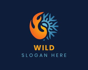 Heater - Thermal Flame Snowflake logo design