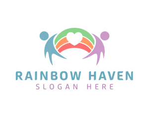 People Rainbow Heart logo design