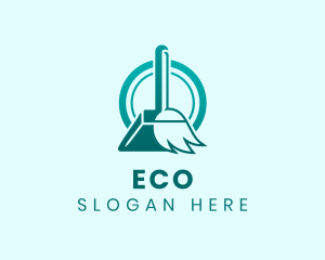 Sweeper - Cleaning Dust Pan Broom logo design