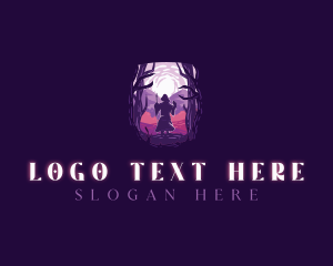 Video Game - Wizard Mage Silhouette logo design