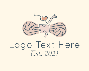 Knitter - Heart Knitting Wool logo design