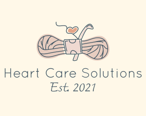 Heart Knitting Wool logo design