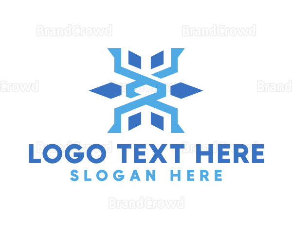Blue Star Letter X Logo