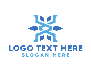 Snowflake - Blue Star Letter X logo design