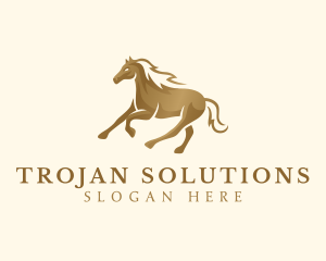 Trojan - Wild Mane Horse logo design