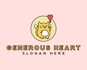 Cat Balloon Heart logo design