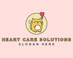 Cat Balloon Heart logo design