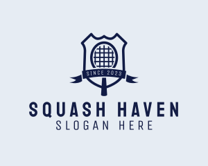 Squash - Tennis Racket Badge logo design