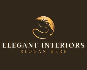 Elegant Quill Ink Feather logo design