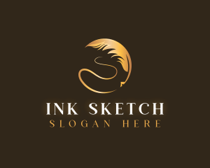 Elegant Quill Ink Feather logo design