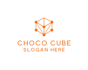 Orange Circuit Cube logo design