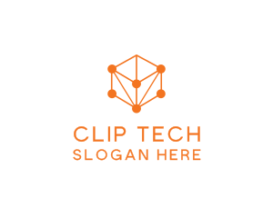 Orange Circuit Cube logo design