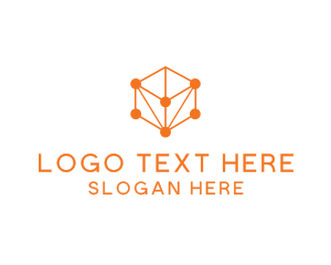 Solutions - Orange Circuit Cube logo design