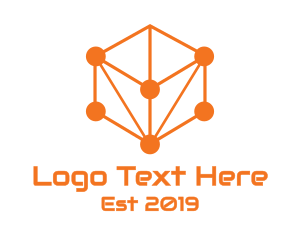 Cube - Orange Circuit Cube logo design