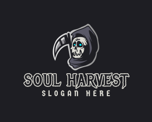 Spooky Skull Reaper logo design