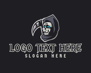 Dark - Spooky Skull Reaper logo design