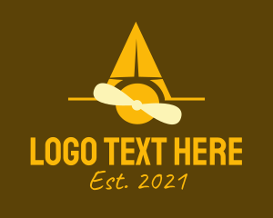 Propeller - Golden Minimalist Airplane logo design