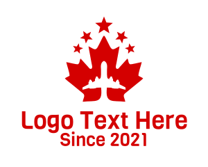 Red Tree - Airplane Maple Leaf logo design