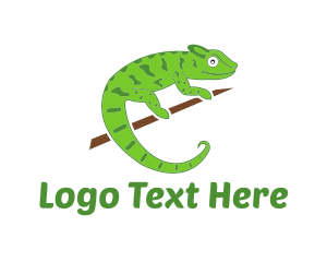 Lizard - Green Chameleon Zoo logo design