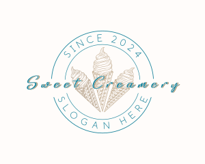 Retro Ice Cream Dessert logo design