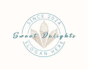 Retro Ice Cream Dessert logo design