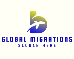 Immigration - Airplane Transport Letter B logo design
