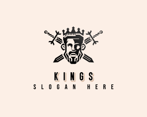 Crown King Sword logo design