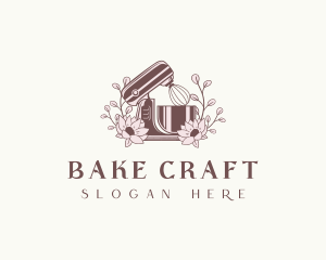 Rustic Floral Baking Mixer logo design