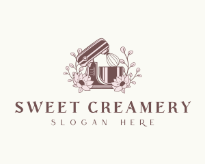 Rustic Floral Baking Mixer logo design