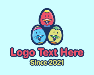 Cute - Happy Mustache Easter Eggs logo design