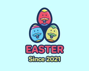 Happy Mustache Easter Eggs logo design