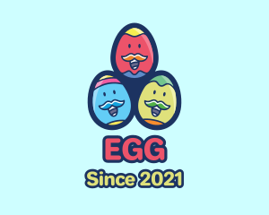 Happy Mustache Easter Eggs logo design