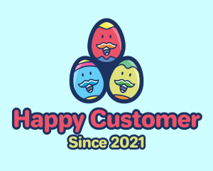 Happy Mustache Easter Eggs logo design