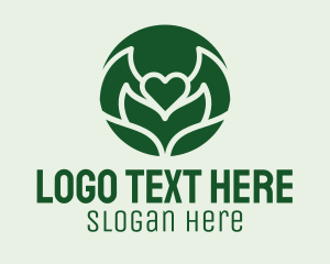 Ecology - Heart Flower Plant logo design