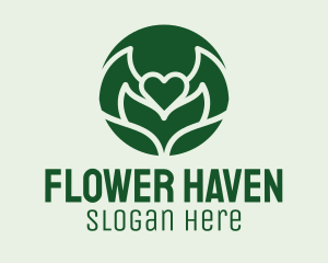 Heart Flower Plant logo design