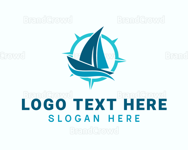 Nautical Sailboat Compass Logo