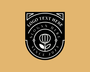 University - Floral Royal Shield logo design