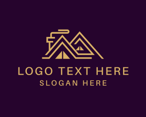 Gold - Triangle House Roof logo design